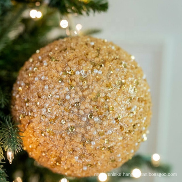 6'' Sequin Bead Champagne Glitter Ball Christmas Ornaments